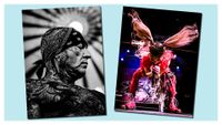 Two pictures by music photographer Afra Gethoeffer Gruetz: Evan Seinfeld from American hardcore band Biohazard, on the left, and Yukina, the singer of the band Hanabie, headbanging during her show.