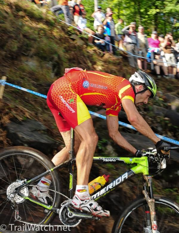 Jose Antonio Hermida Ramos's chain was nearly flying off the bike due to the bumps .