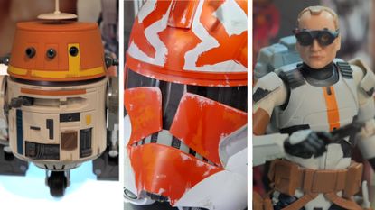 Star Wars Chatter Back Chopper, Ahsoka's Clone Trooper Helmet, and Black Series Tech