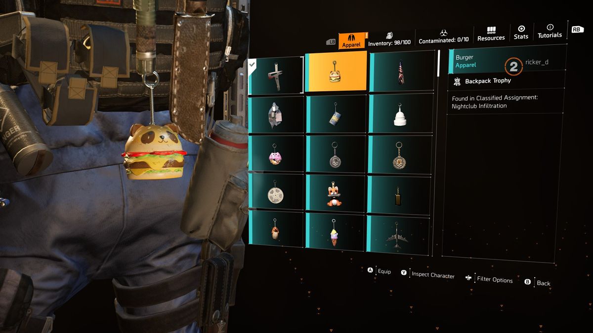 Division 2 Ep 3 Backpack Charms