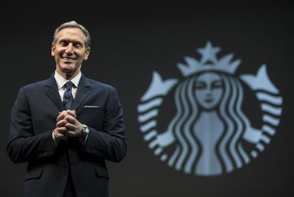 Starbucks CEO Howard Schultz speaks in Washington