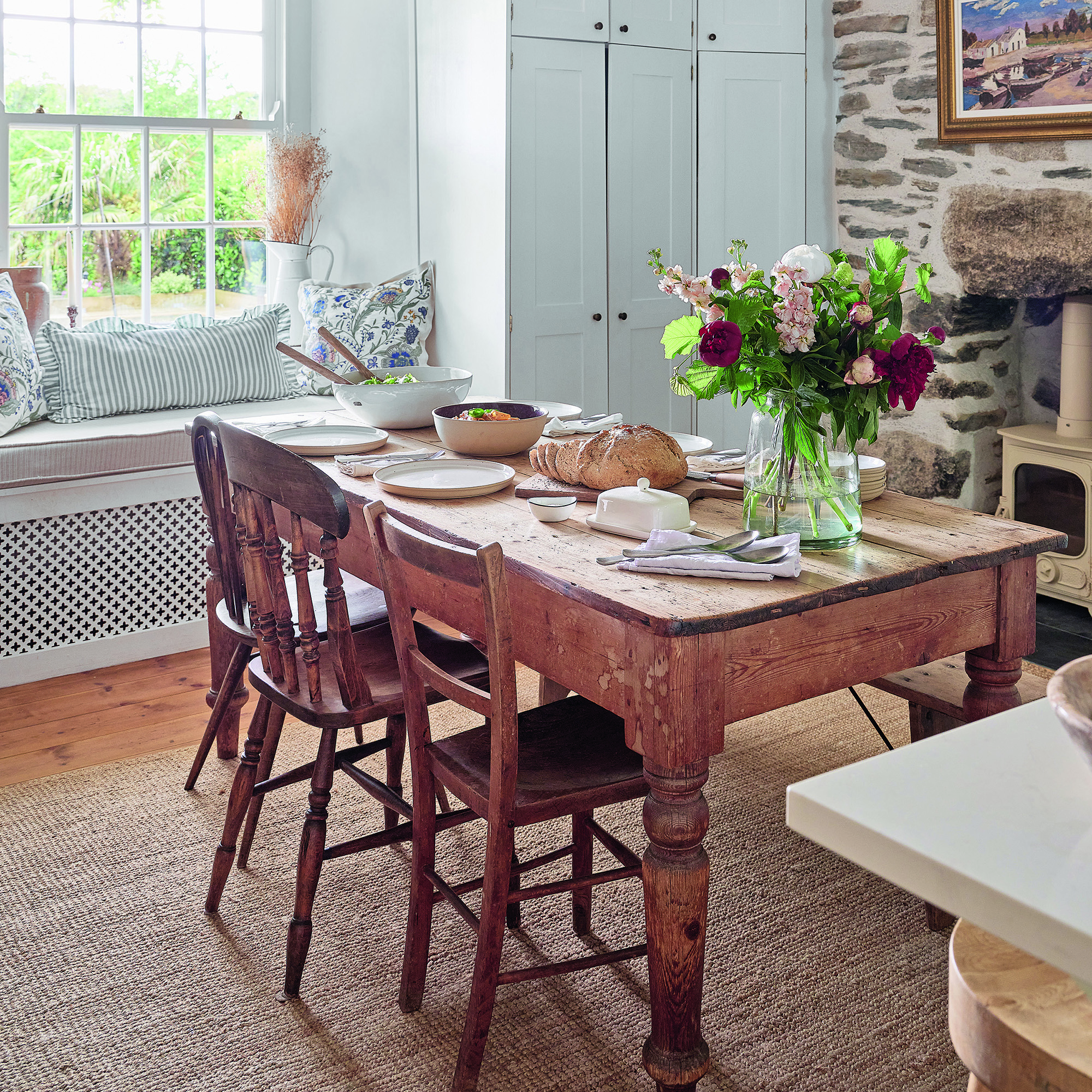 Farmhouse table in country kitchen