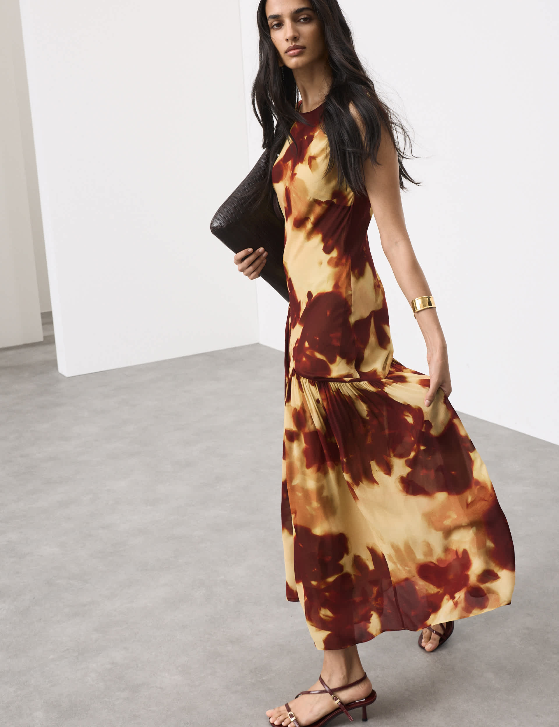 Printed Asymmetric Midaxi Dress