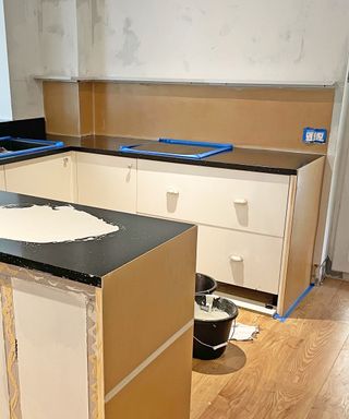 DIY microcement kitchen upgrades in progress