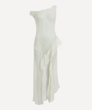 Fox Sheer Silk Asymmetric Ruffle Dress