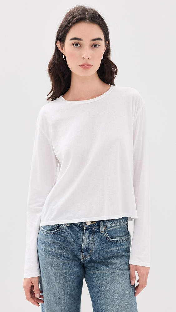 Harley Long Sleeve Boxy Crew Tee - White