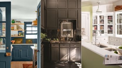 dark blue kitchen cabinets, brown kitchen cabinets, white kitchen cabinets