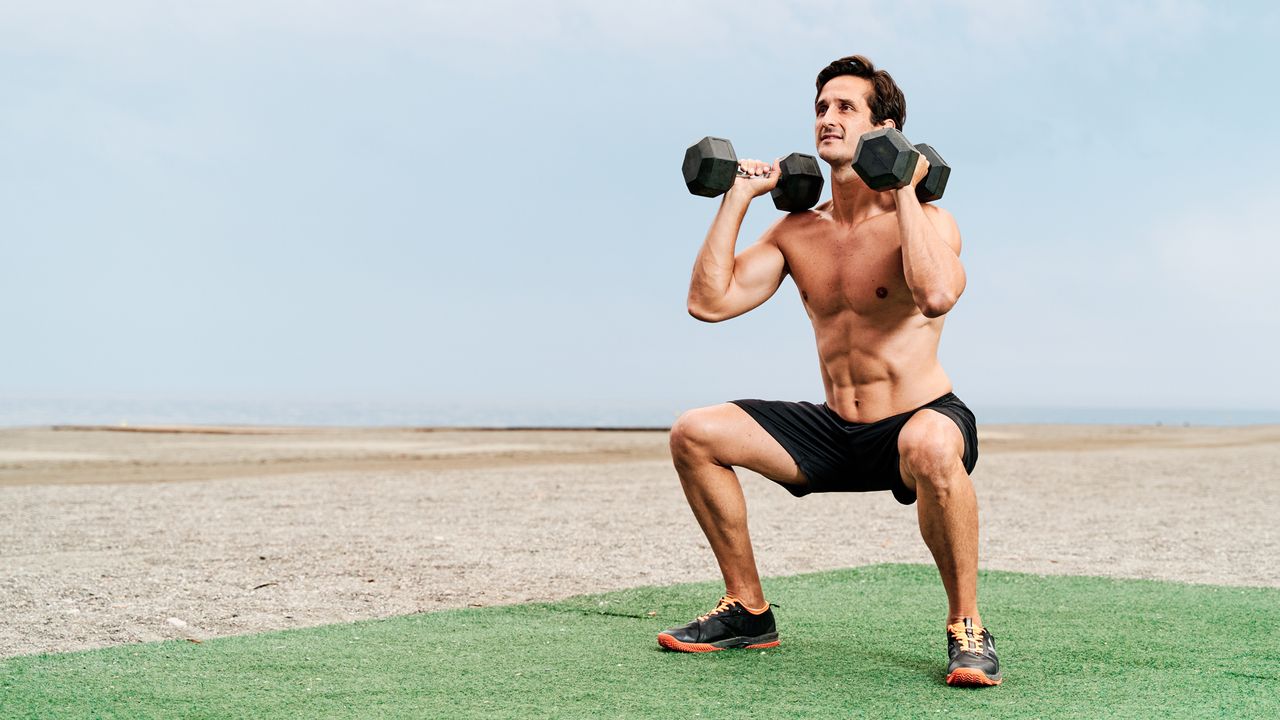 Man working out with dumbbells