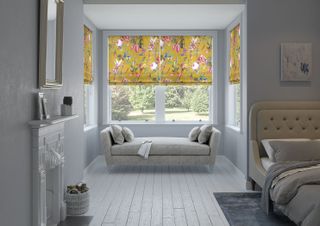 white wooden flooring in bay window