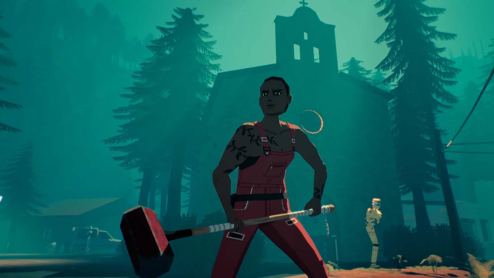 Screens from a game about smashing things with a hammer