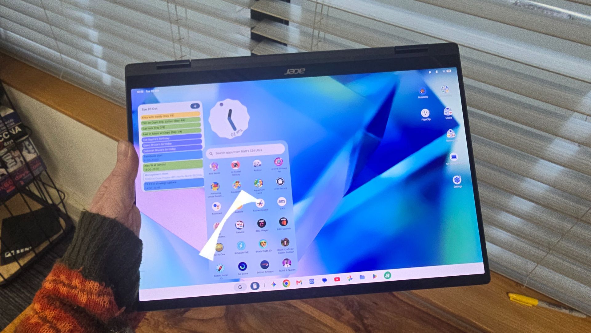 Acer Googlebook 14 on a wooden desk in an office