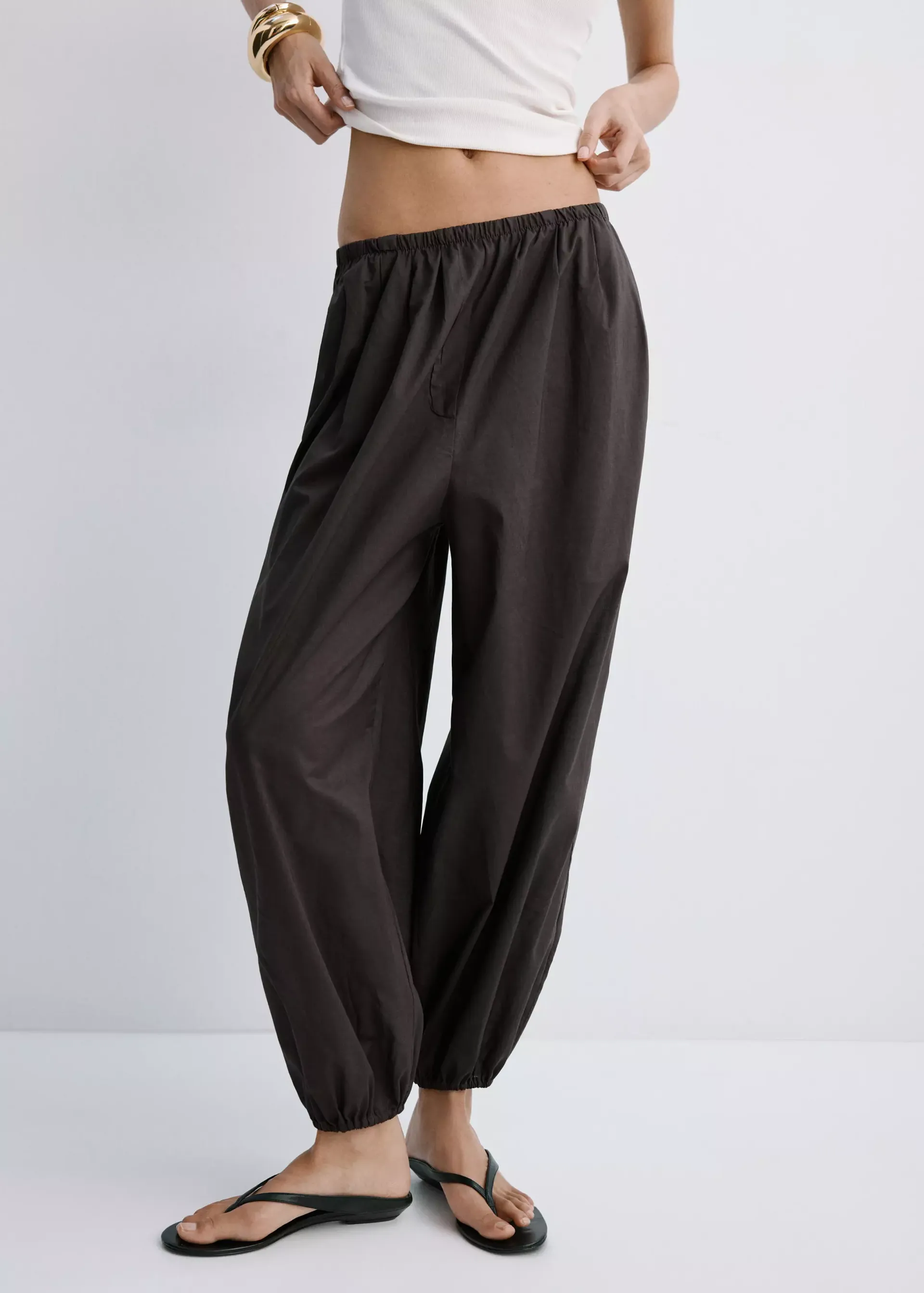 MANGO, Baggy Cotton Pants