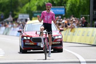 Critérium du Dauphiné: Frenchman Alex Baudin survives solo from early breakaway for biggest win of his career and yellow jersey on stage 1
