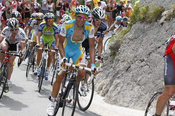 Astana leads up the final climb.