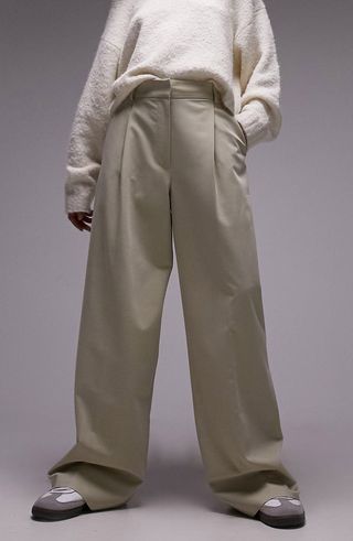 Pleated High Waist Wide Leg Trousers