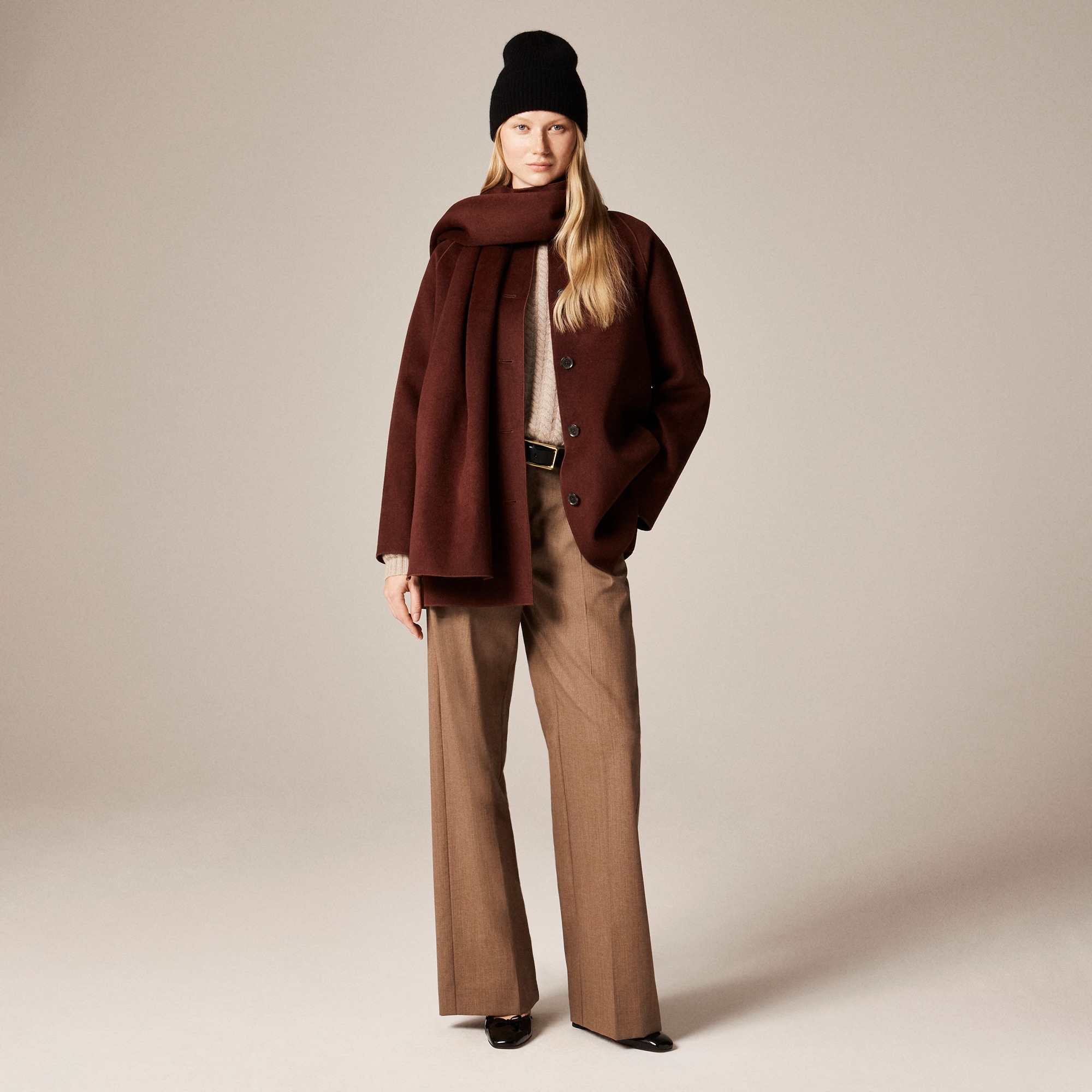 Scarf Coat in Drapey Wool Blend