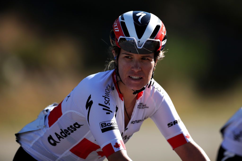 PEREIRO DE AGUIAR SPAIN SEPTEMBER 04 KarolAnn Canuel of Canada and Team SD Worx prior to the 7th Ceratizit Challenge By La Vuelta 2021 Stage 3 a 1079km stage from Estacin de Montaa de Manzaneda to Pereiro de Aguiar ChallengeVuelta CERATIZITChallenge21 on September 04 2021 in Pereiro de Aguiar Spain Photo by Gonzalo Arroyo MorenoGetty Images