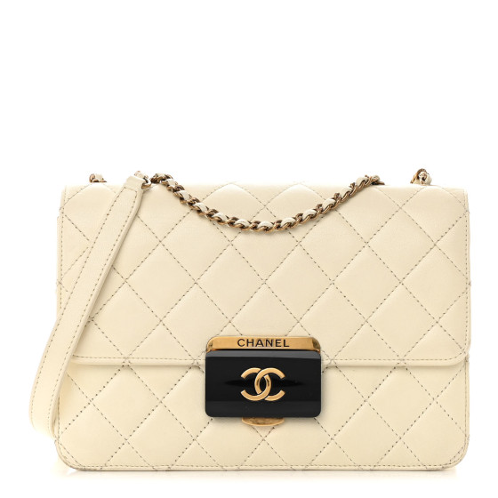Chanel Sheepskin Quilted Mini Beauty Lock Flap White