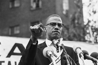 Malcolm X speaking at a rally, June 29, 1963.