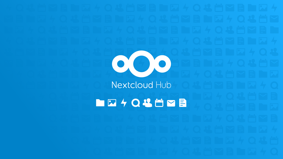 The Nextcloud hub logo on an aqua-blue background