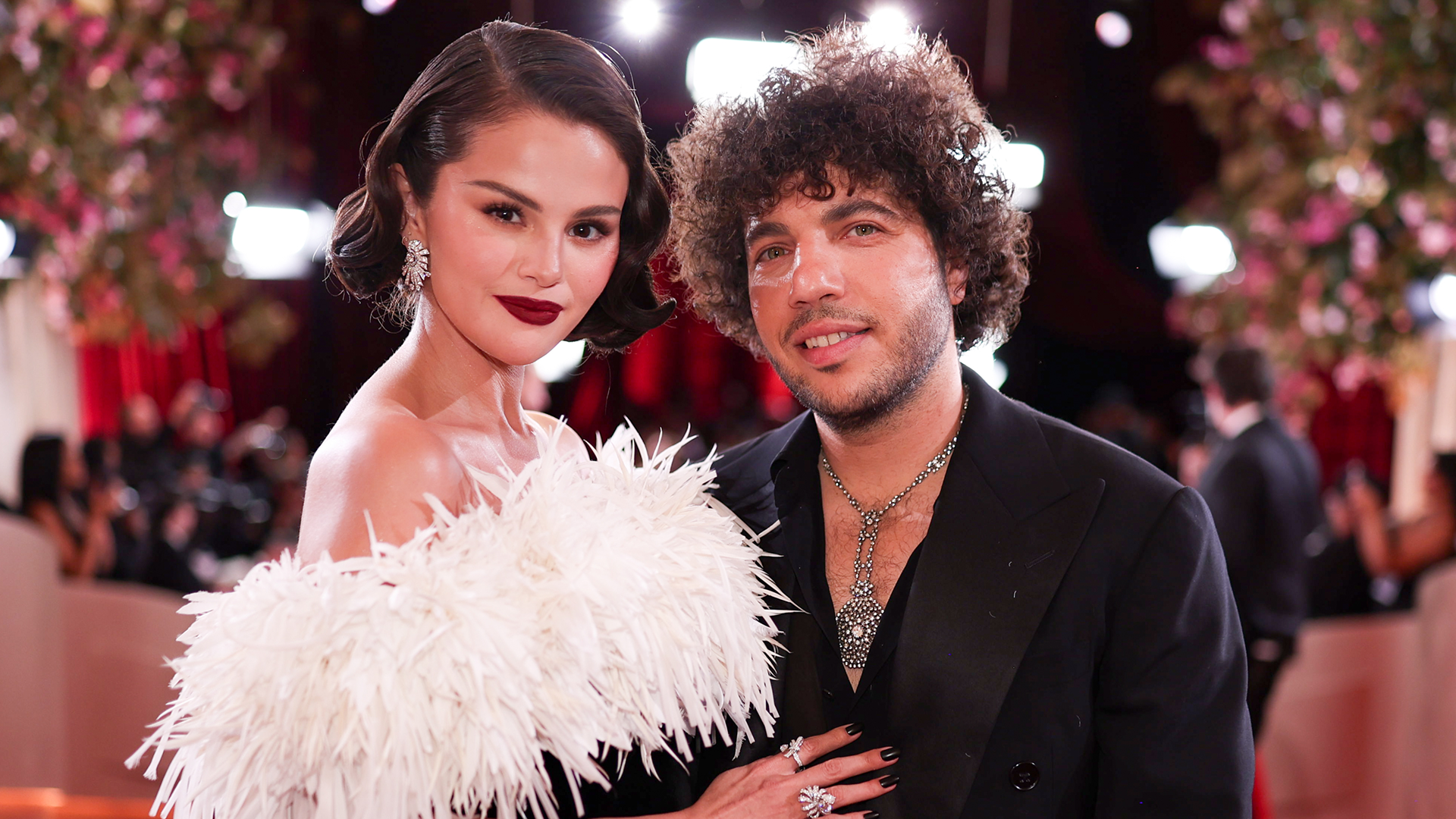 Selena Gomez joined Benny Blanco on a date night in a fringed midi skirt and a black blouse