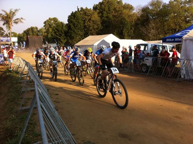 The start of the team relay at MTB Worlds.