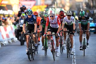 Chris Froome finishes stage 2 at the Volta a Catalunya