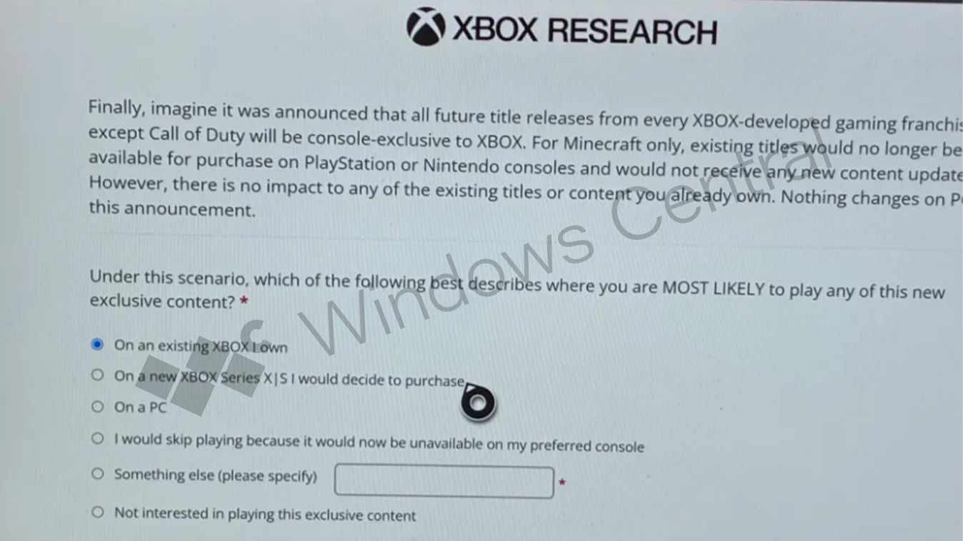 Xbox surveys asking about exclusivity