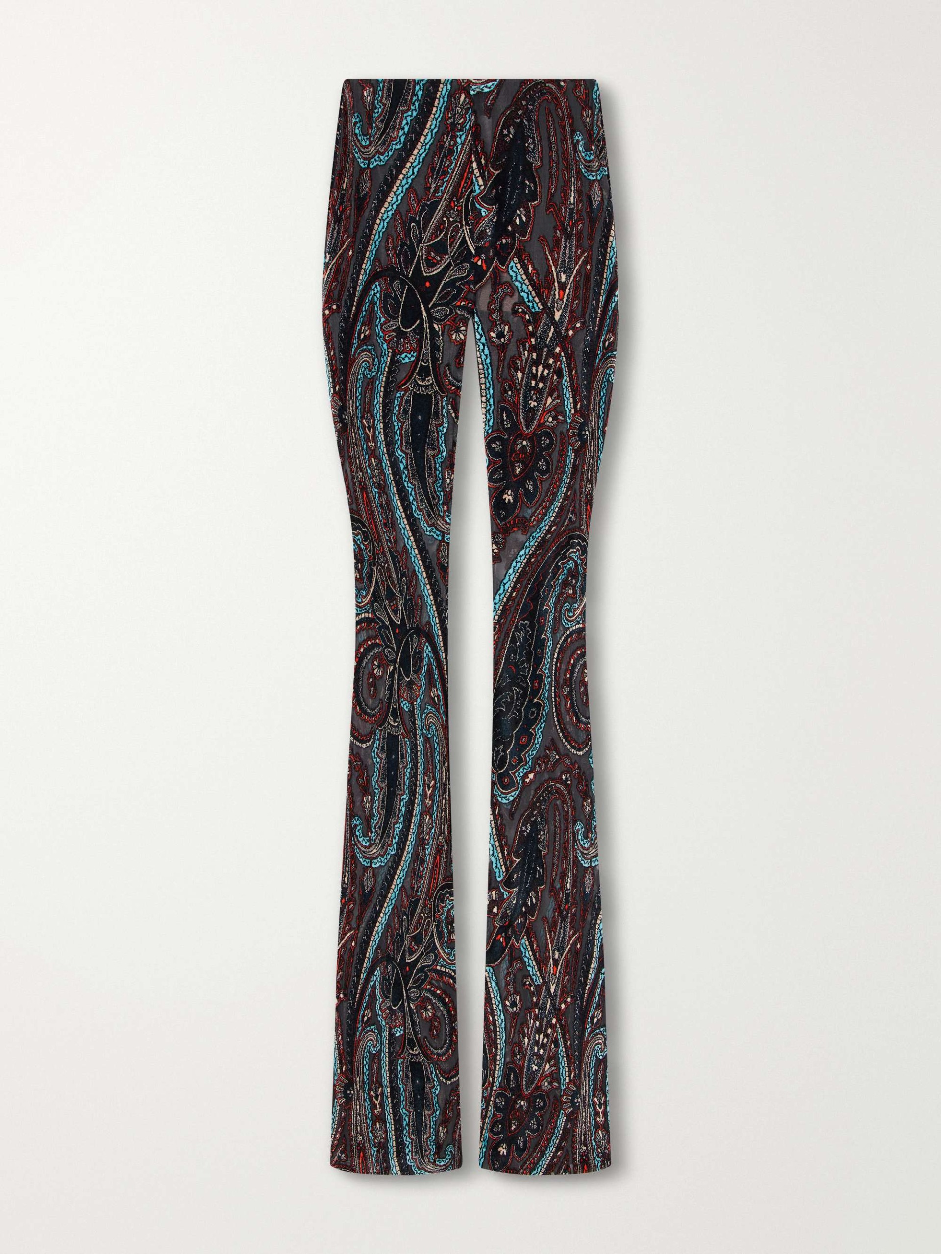 Paisley-Appliqu&amp;eacute;d Mesh Flared Pants