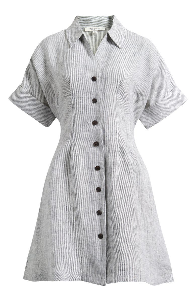 Pleated Linen Mini Shirtdress