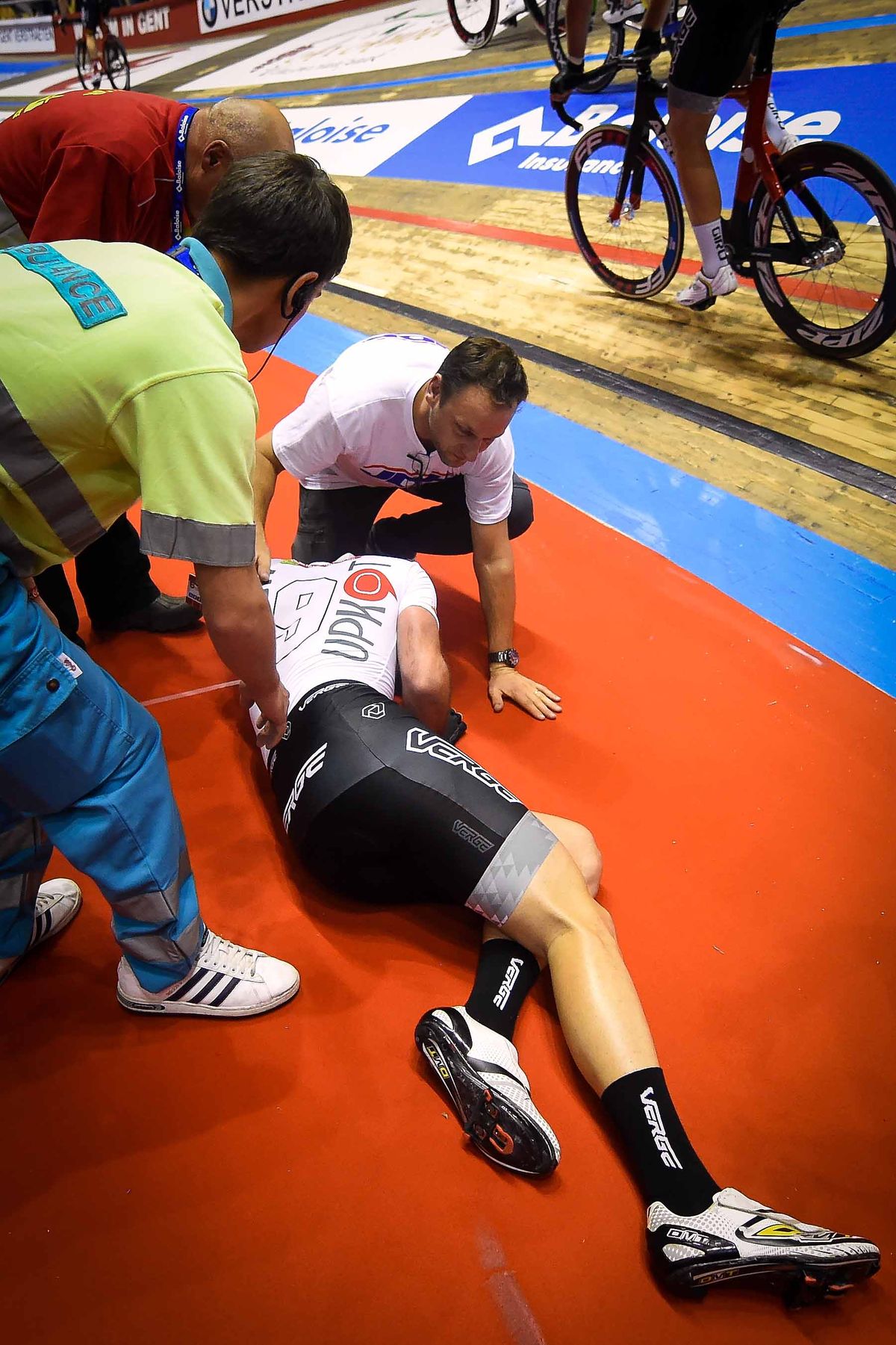 Tristan Marguet is treated by para-medics