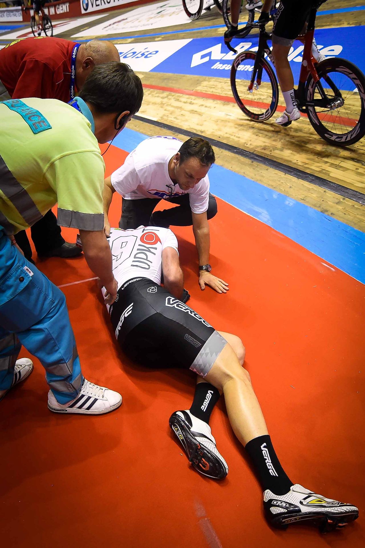 Tristan Marguet is treated by para-medics