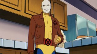 Morph holding some food while in kitchen in X-Men '97