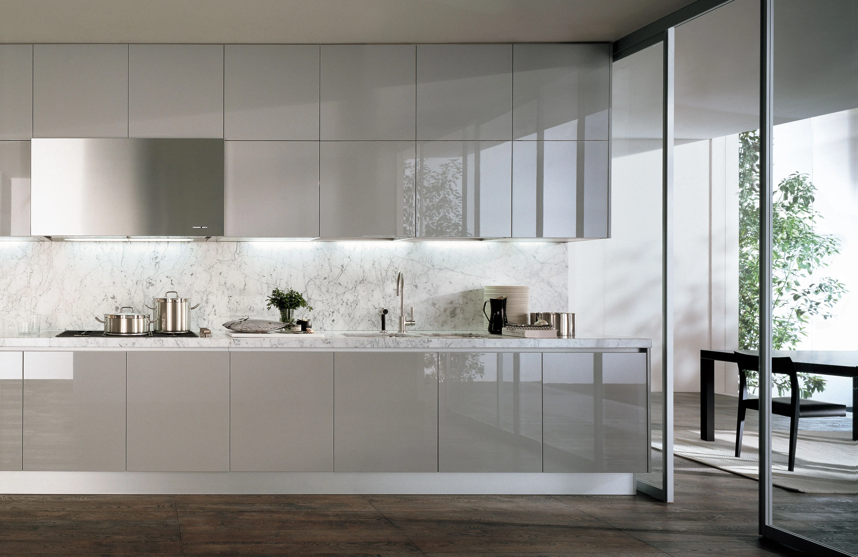 a glossy white lacquer kitchen