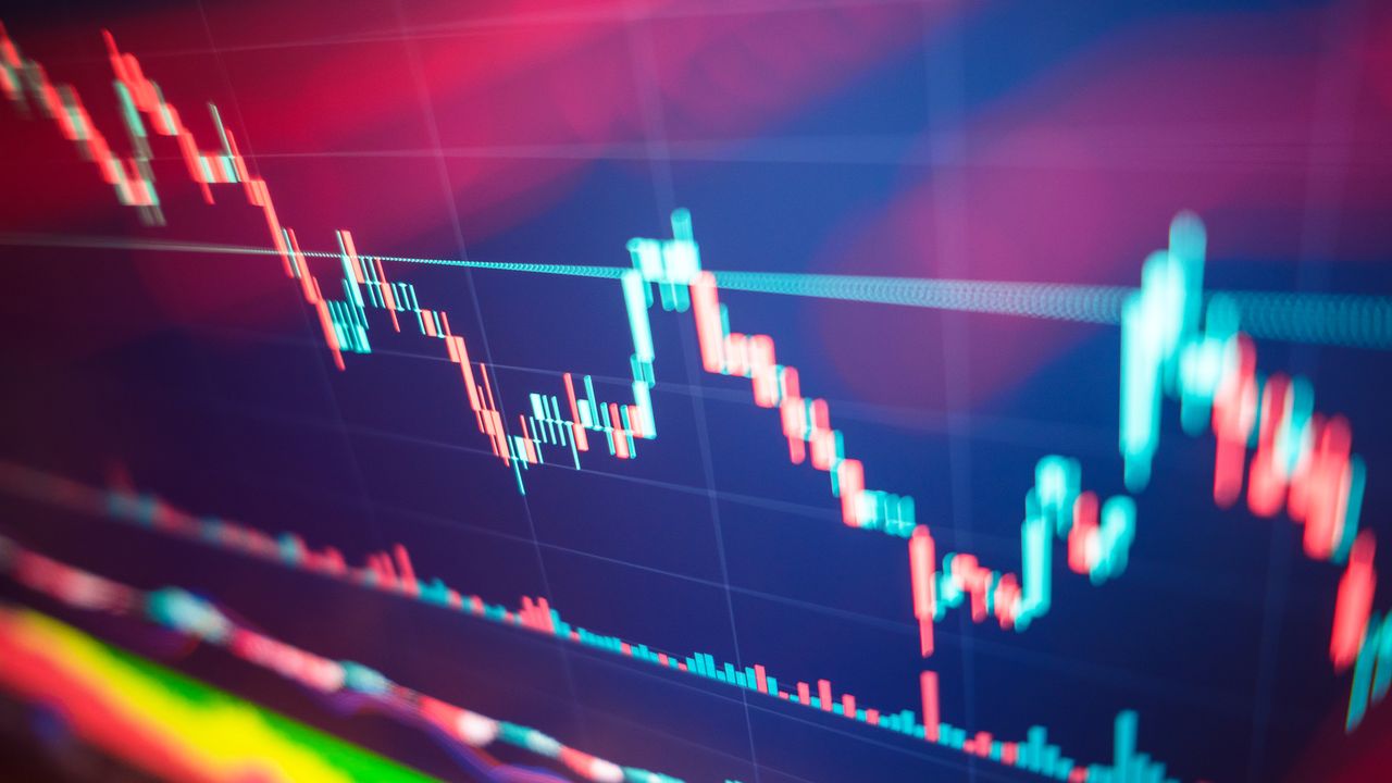 blue stock market chart with bars