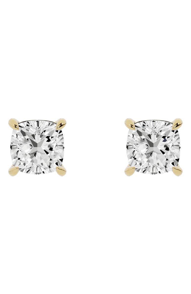 18k Gold Cushion Cut Lab Created Diamond Stud Earrings