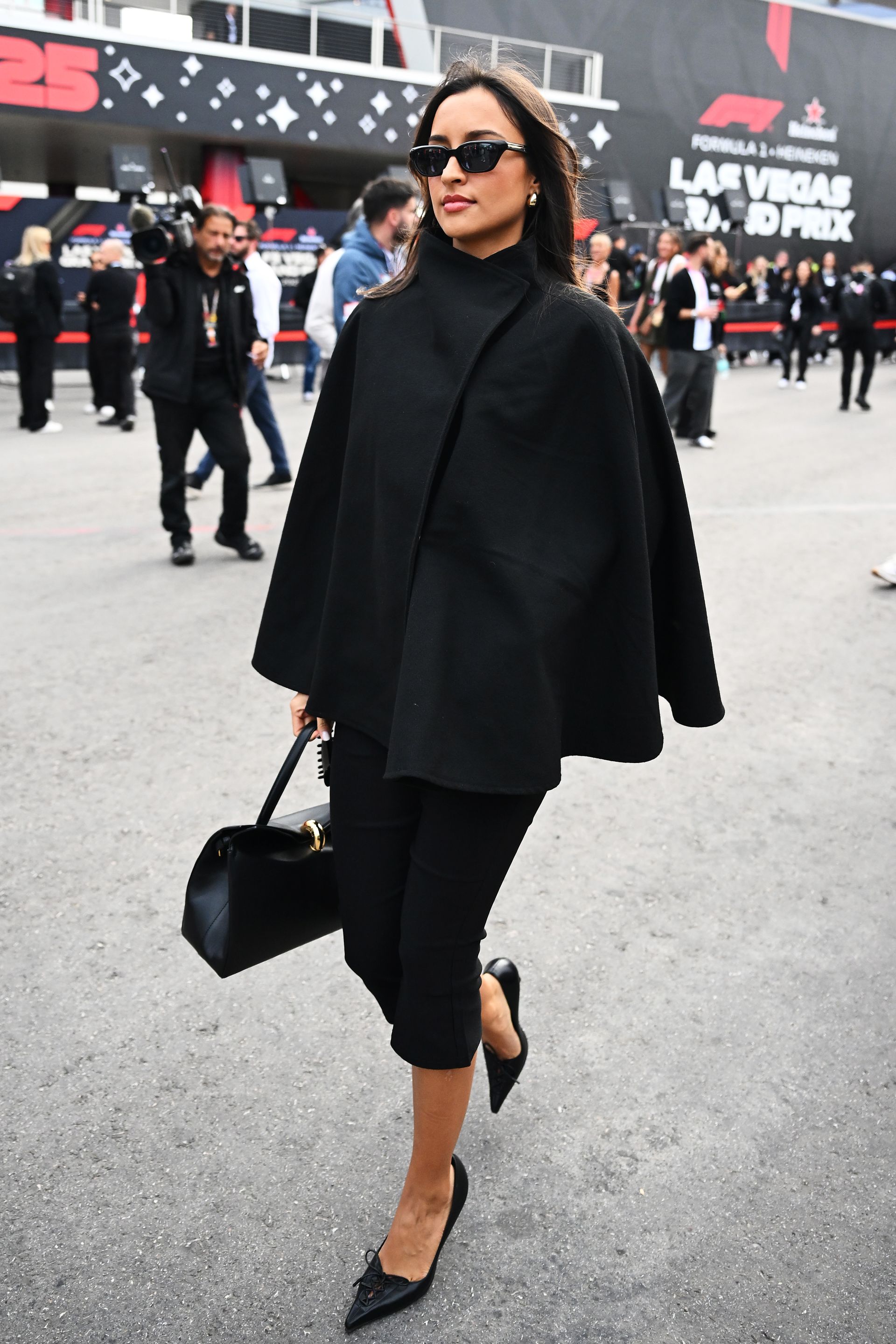 LAS VEGAS, NEVADA - NOVEMBER 22: Alexandra Saint Mleux arrives in the Paddock prior to the F1 Grand Prix of Las Vegas at Las Vegas Strip Circuit on November 22, 2025 in Las Vegas, Nevada.