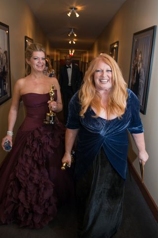 Adruitha Lee and Robin Mathews Backstage At The Oscars