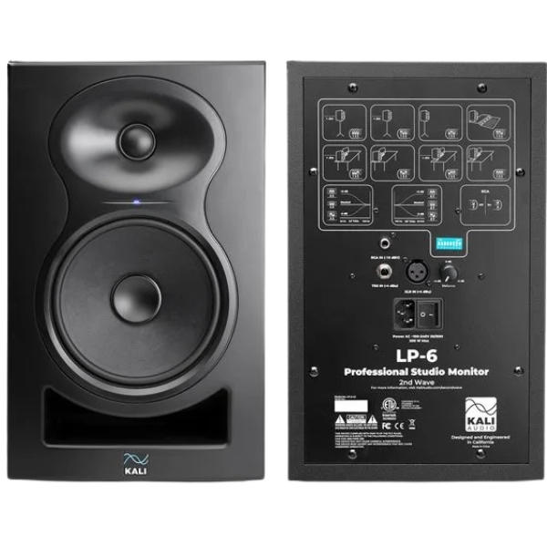 A pair of Kali Audio LP-6 studio monitors