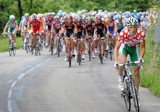 Pierre Rolland attacks on the Col de Granier
