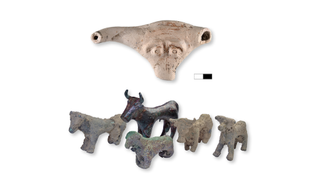 Some of the items found during the excavation include figurines.