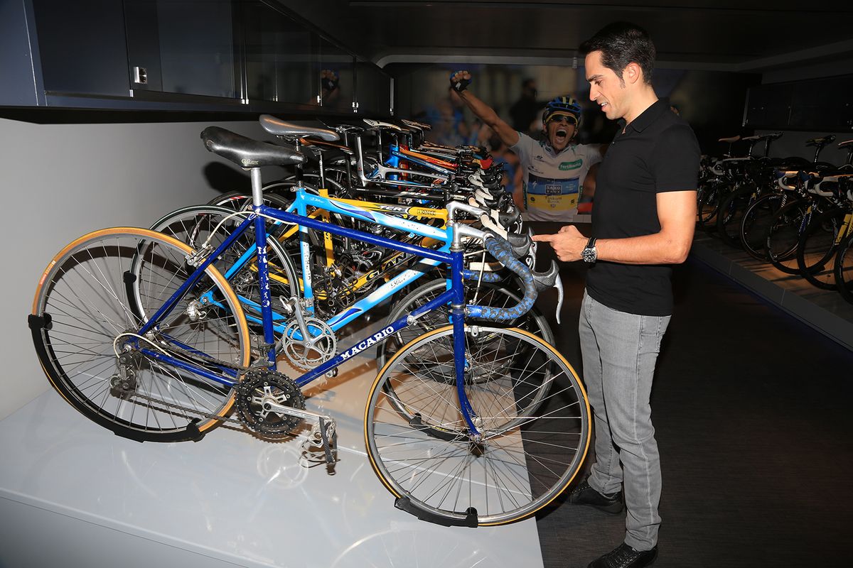 Next in line is a Banesto team-issue Pinarello raced by Koldo Gil and later by Contador as an amateur