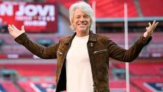 LONDON, ENGLAND - OCTOBER 24: Jon Bon Jovi during a special announcement of the "Forever Tour" at Wembley Stadium on October 24, 2025 in London, England. (Photo by Kate Green/Getty Images)