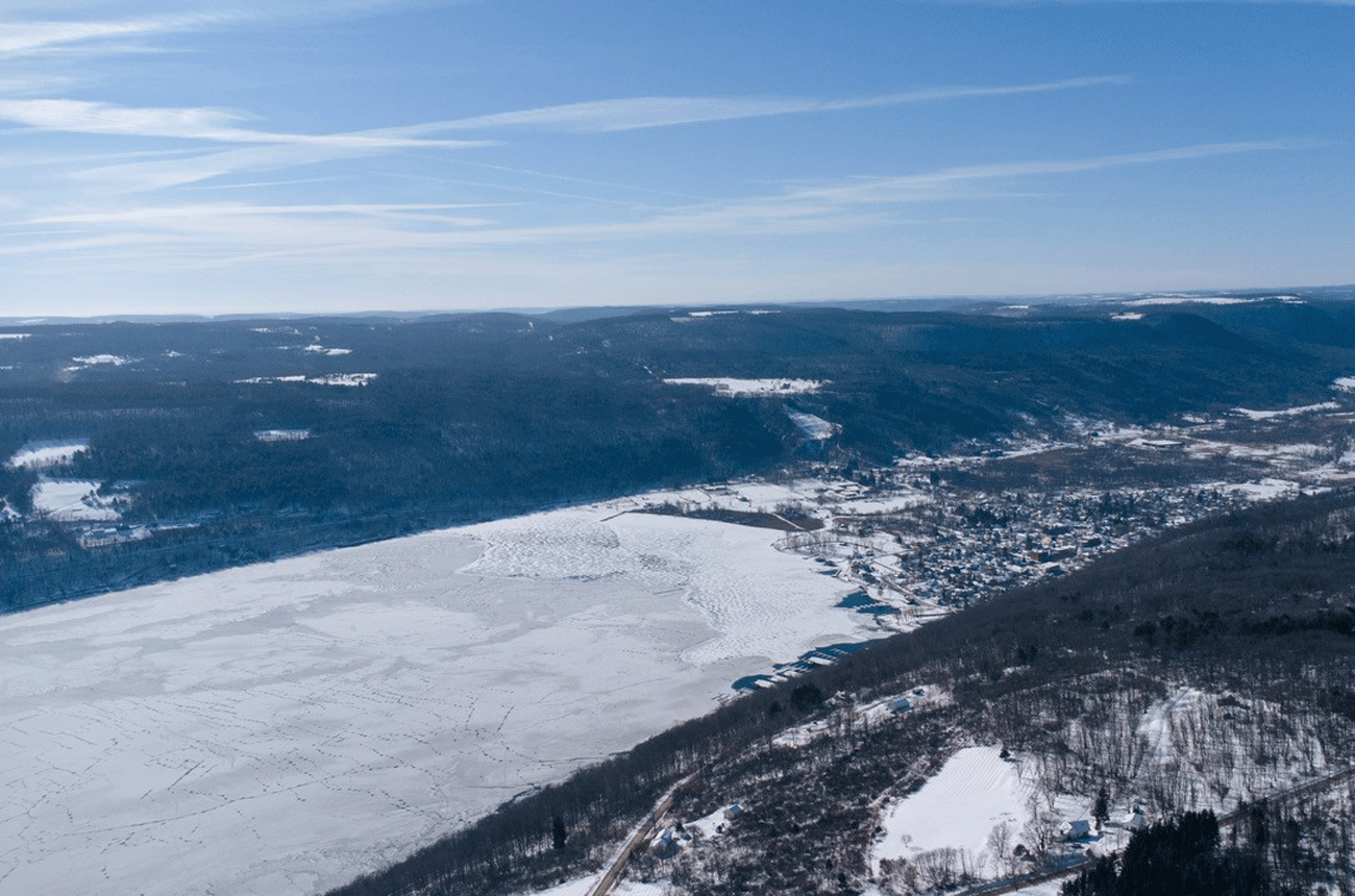 image of Keuka Lake frozen over