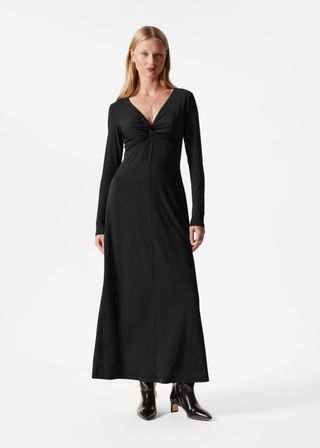 Twisted V-Neck Maxi Dress