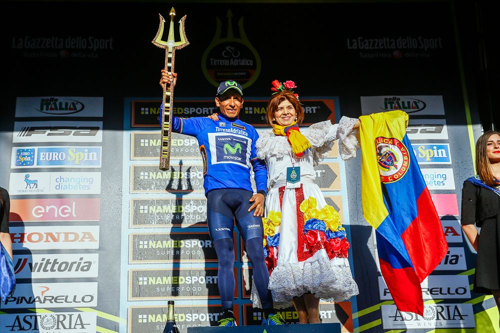 Nairo Quintana (Movistar) on the final Tirreno-Adriatico podium