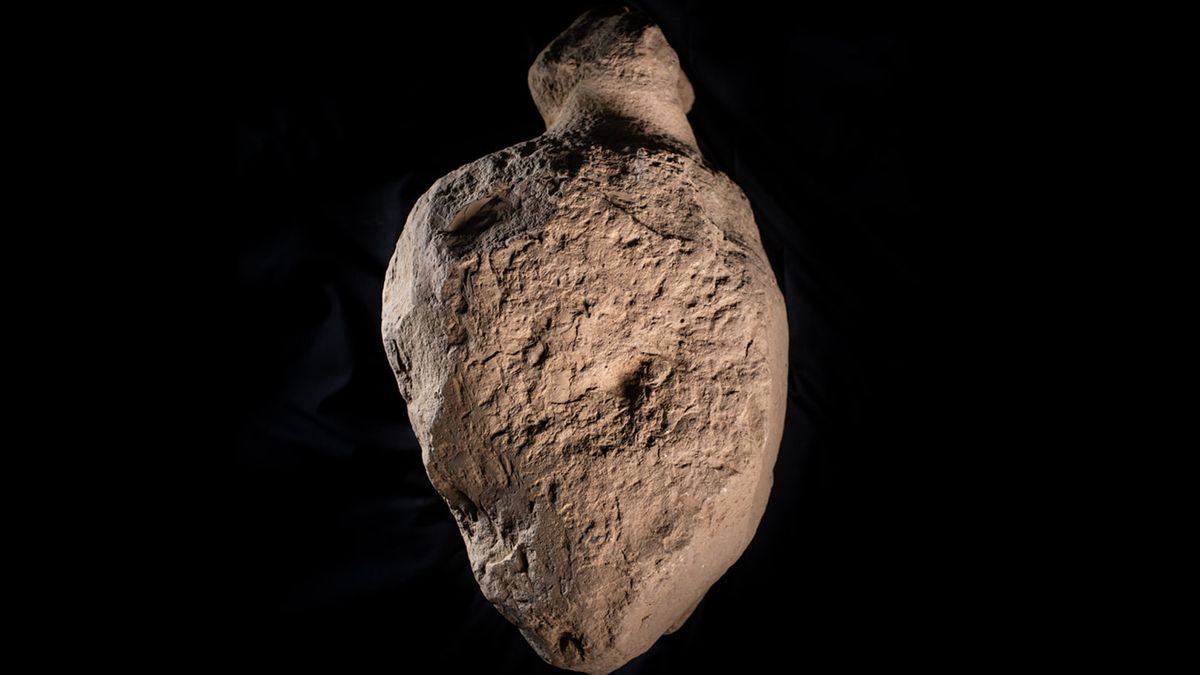 One of the stones uncovered in Finstown, Orkney that resembles a human form.