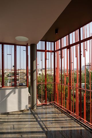 House on 46 by Kumar La Noce inside looking out through lattice