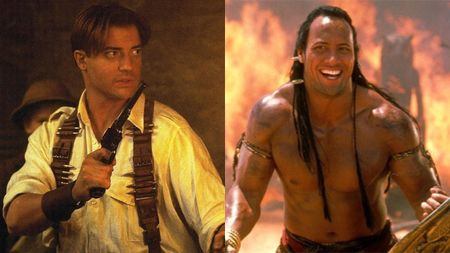 Brendan Fraser and Dwayne Johnson in The Mummy Returns