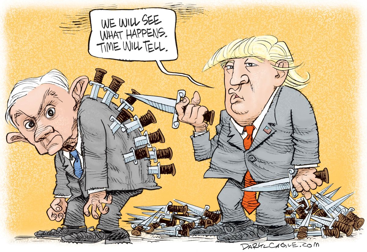 Political cartoon U.S. Trump Sessions stab in the back | The Week